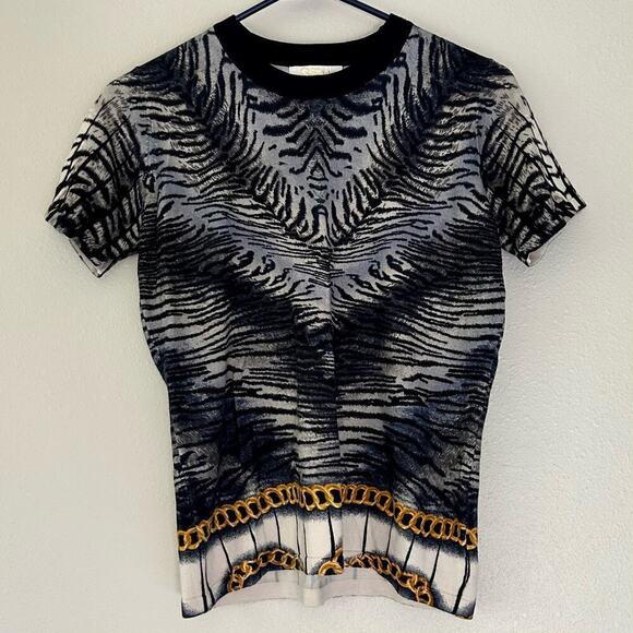Christina Paris Sweaters - Christina Paris animal print tiger chain short sleeve stretch sweater Mobwife L